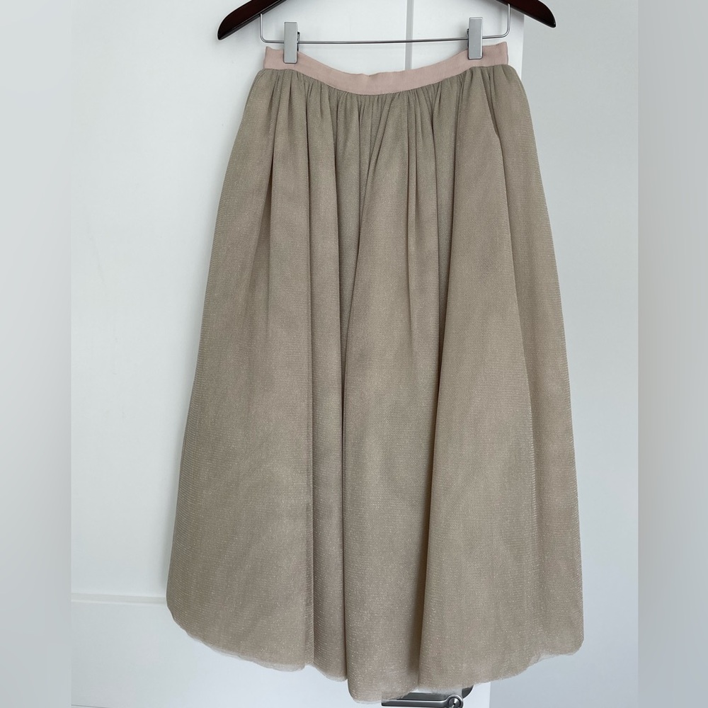 NWT Elizabeth & James Everleigh Tulle midi Skirt Beige Size 4